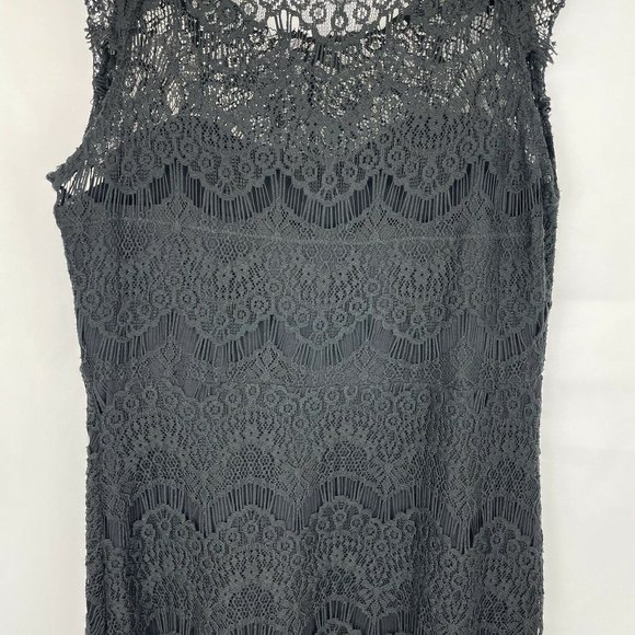 Intimately Free People Black Peekaboo Lace Slip Dress Scallop Hem Size S/M - Picture 8 of 12